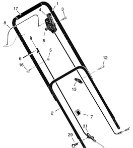 Handle Assembly Diagram and Parts List for 229611X48A 2005 Briggs and Stratton Lawn Mower